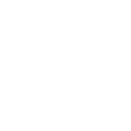 a white logo with a black background